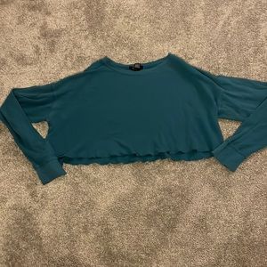 Blue long sleeve crop top